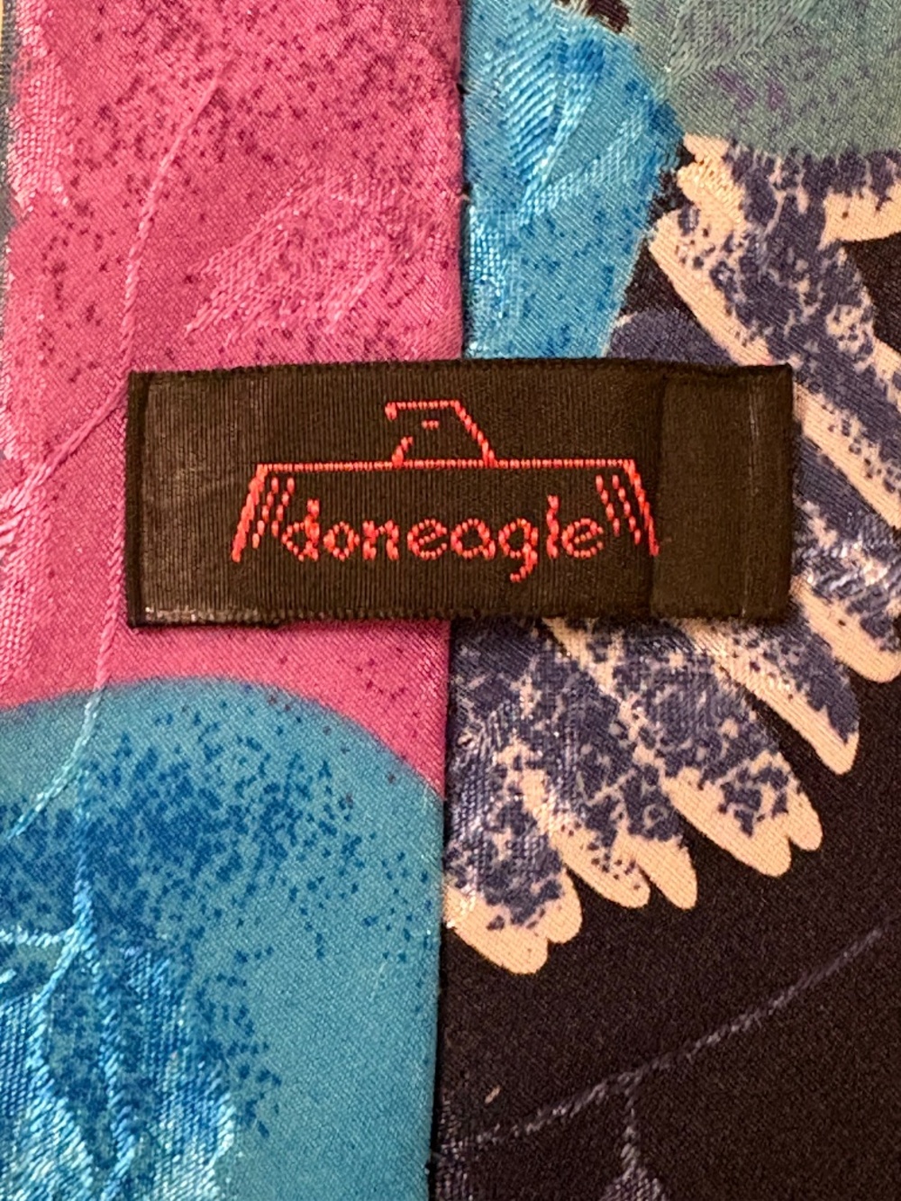Vintage Doneagle Abstract Geometric Necktie Purple Teal Blue